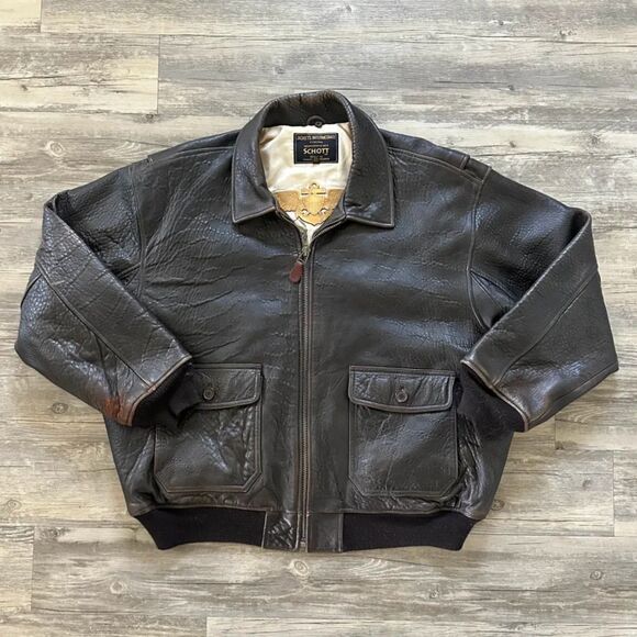 Vintage Schott G-1 M-422 B Wings Of Gold Brown Leather Bomber Jacket - Picture 1 of 10